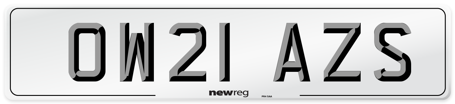 OW21 AZS Number Plate from New Reg